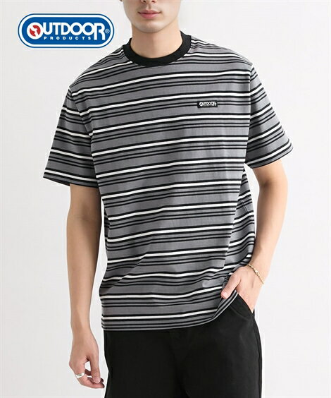 楽天ニッセン　楽天市場店【最大10％OFF SALE！6/27 10:59まで】Tシャツ カットソー メンズ マルチボーダー 半袖 アウトドアプロダクツ 夏 トップス 15ブラウン/N7チャコール M/L/LL ニッセン nissen