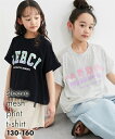 Tシャツ 子供服 キッズ 袖メッシュ切替ロールアップグラデーション プリント 女の子 夏 トップス カットソー オートミール/ピンク/黒 身長130/140/150/160cm ニッセン nissen