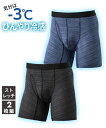 ボクサーパンツ メンズ 気分はー3℃ひんやり 接触冷感 メッシュ編み 前開き ミドル丈 2枚組 夏 インナー 男性下着 カチオン柄 チャコール+ネイビー M~10L ニッセン nissen