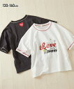 Tシャツ 子供服 キッズ PEANUTS ラメ プリント 女の子 夏 トップス カットソー オフホワイト/スミクロ 身長130/140/150/160cm ニッセン nissen