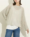 ニット セーター レディース 2点セット 袖 レース アップ トップス +キャミ 夏 アイボリー/グレー/黒 M/L/LL ニッセン nissen