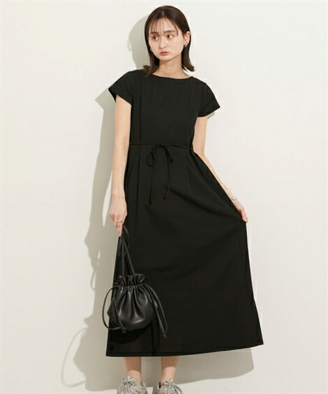 【店内全品対象★20%OFFクーポン配布中★11/23 18時開始】ワンピース ロング マキシ レディース ウエスト タックカット 丈 夏 ひざ下 グレイベージュ/モカ/黒 M/L/LL/3L ニッセン nissen