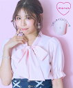 シャツ ブラウス レディース ビジュー付リボンタイ marun 夏 サックス/ピンク/ホワイト | L~10L | ニッセン nissen