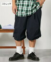 パンツ メンズ クロップドワイドカーゴ ストレッチ 春 夏 ビッグ ラージ カーキ/ブラック | 3L~10L | ニッセン nissen