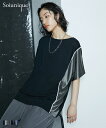 Tシャツ カットソー レディース サイド配色切替ゆったりサイズ 半袖 Soiunique ブラウン×ブラック/ブラック×カーキ/ブラック×ネイビー | M/L/LL | ニッセン nissen
