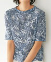 Tシャツ カットソー オパール プリント プルオーバー アトランダム 夏 ネイビー系 | M/L/LL | ニッセン nissen
