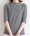 Tシャツ カットソー ボトルネック プルオーバー アトランダム 夏 カーキ×オフホワイト系/ブラック×オフホワイト系 | M/L/LL | ニッセン nissen