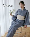 浴衣 レディース 1人で着られるカットジャカード ワンピース セット 上衣+ +作り帯 〔Neina〕 春 夏 秋 冬 ゆかた 大人 花火大会 和装 ブルー×アイボリー | M/L | ニッセン nissen