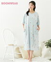 パジャマ レディース アイスクリーム柄 半袖 ルームワンピ-ス 夏 ルームウェア 部屋着 女性 サックス | M/L/LL/3L/4L | ニッセン nissen