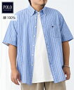 トップス シャツ カジュアル メンズ 綿100% シア サッカー ストライプボタンダウン POLO BCS 夏 大きいサイズ ニッセン nissen