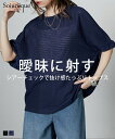 【店内全品対象★25%OFFクーポン配布中★先着1,500名限定 7/19 20時開始】Tシャツ カットソー レディース ふくれジャガードゆったりサイズドルマン プルオーバー Soiunique 夏 ブラック/ブルー | M/L/LL | ニッセン nissen