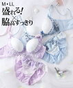 ノンワイヤーブラジャー ショーツ セット レディース 脇高フラワーレーシーブーケノンワイヤー ブラジャー ノンワイヤー ブラショーツ 女性 インナー パンツ パンティ パープル/ブルー | M/L/LL | ニッセン nissen