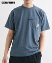 Tシャツ カットソー メンズ アムンゼン ポケットまたぎ刺しゅう 半袖 Tシャツコンバース 夏 トップス 56ブルーグレー/93ブラック | M/L/LL | ニッセン nissen