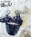 ブラジャー ショーツ セット レディース フラワーガーデン ブラショーツ 女性 インナー パンツ パンティ クリーム/ネイビー | A70_M~F80_L | ニッセン nissen