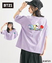 Tシャツ カットソー レディース BT21 ゆるシルエット プリント 夏 オートミール/オフホワイト/スモーキーネイビー/ライトパープル/黒 | S~M~10L | ニッセン nissen