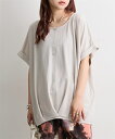 Tシャツ カットソー レディース ひんやり 接触冷感 裾タック デザイン オーバーTシャツ 夏 オフホワイト/カーキ/黒 | M/L/LL | ニッセン nissen