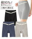 ショーツ ロング丈 レディース 綿混 ストレッチ お腹らくちん股ずれ防止 レース 付深ばき丈 ロング 1枚から買える 春 夏 秋 冬 股ずれ防止 女性 インナー パンツ パンティ ネイビー/黒/杢グレー | M~6L | ニッセン nissen