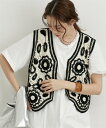 ニット セーター レディース かぎ編み ベスト 夏 ブラック | M/L | ニッセン nissen