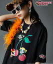 Tシャツ カットソー レディース パワーパフ ガールズ/ 綿100% チェリー柄ヴィンテージ風 プリント GEVS. 夏 オフホワイト/ピンク/黒 | M~10L | ニッセン nissen