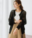 ニット セーター レディース メッシュ ジップ カーディガン 夏 秋 モカ/黒 | S/M/L/LL | ニッセン nissen