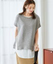 Tシャツ カットソー レディース サイドジップドロップ ショルダー トップス 夏 オフホワイト/グレー杢/ベージュ | S/M/L/LL | ニッセン nissen