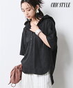 【最大20%OFF SALE!8/18 10:59まで】トップス シャツ ブラウス レディース 綿100% ローンフーディ シックスタイル 夏 サックス/黒 ニッセン nissen