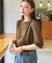Tシャツ カットソー レディース ボリューム袖 レース トップス 夏 オフホワイト/モカブラウン/黒 | S~10L | ニッセン nissen