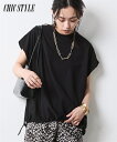 Tシャツ カットソー レディース フレンチスリーブ デザイン シックスタイル 夏 ベージュ/黒 | M~10L | ニッセン nissen