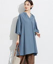 【店内全品対象★25%OFFクーポン配布中★先着1,000名限定 8/24 20時開始】トップス とろみブロードパフ袖スキッパーチュニックシャツワンピース ニッ...