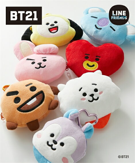 【全品対象クーポン配布中★先着100名 50％OFF★先着3,000名 25%OFF！12/4 20時開始】レディース BT21 ハートカラビナ付 ポーチ 春 夏 秋 冬 おしゃれ CHIMMY〜TATA ニッセン nissenのサムネイル