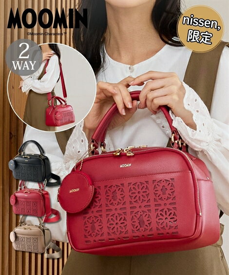 【店内全品対象★25%OFFクーポン配布中★先着1,500名限定 11/20 20時開始】レディース MOOMIN ムーミン 14ポケットお 財布 機能付2WAY ショルダー バッグ コインチャーム付 春 夏 秋 冬 斜め掛け かばん バック かわいい おしゃれ グレージュ/スカーレット/黒 ニッセン