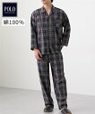 パジャマ・ルームウェア パジャマ メンズ 綿100% 前開き チェック柄 POLO BCS 春 秋 冬 部屋着 67ネイビー/N3グレー ニッセン nissen