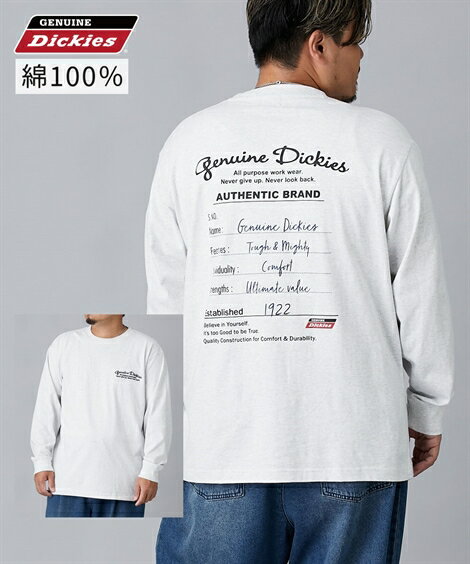 Tシャツ カットソー メンズ 綿100％ バック プリント 長袖 GENUINE Dickies 春 秋 大きいサイズ トップス 19グレー/65ブルー | 3L/4L/5L | ニッセン nissen