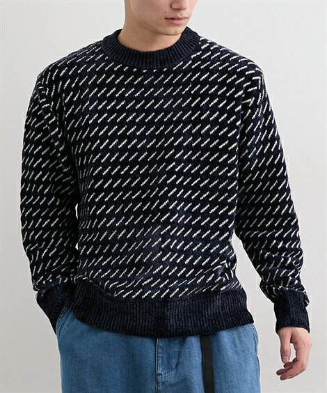 トップス バーズアイ柄ジャガードライトモールニット ニッセン nissen