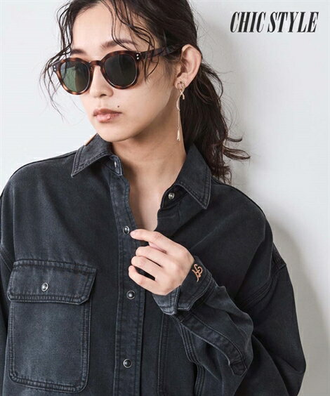 シャツ ブラウス レディース ソフト デニム シックスタイル ブラック系デニム/ブルー系デニム | M～10L | ニッセン nissen