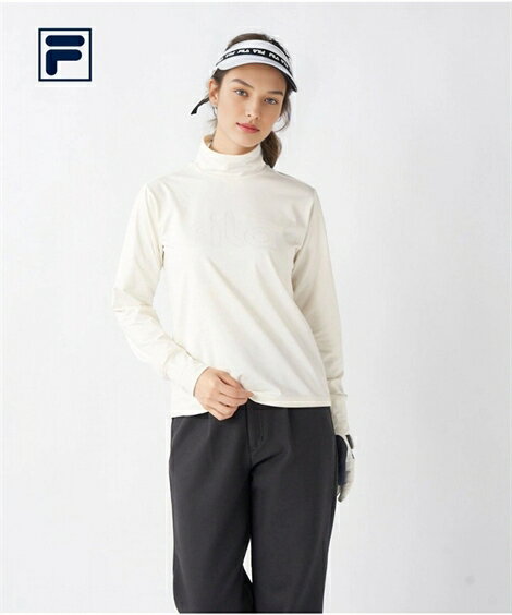 FILAGOLF スポーツウェア トップス レディース 裏起毛スムース 長袖 モックネック プルオーバー FILA GOLF 保温 UVカット 冬 トレーニング フィットネス 運動 ジム ブラック/ホワイト | M～6L | ニッセン nissen