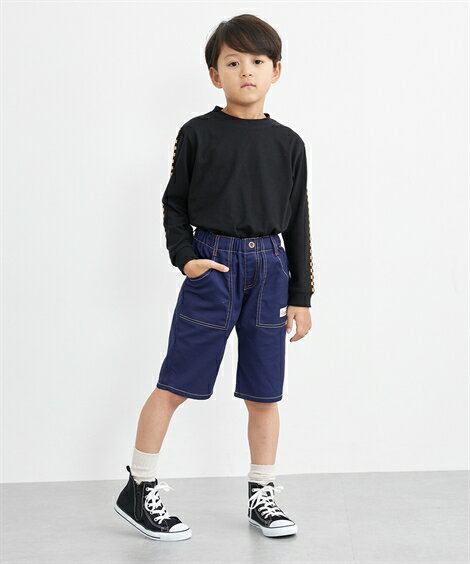 【送料無料】ボトムス 6分丈ツイルパンツ（男の子　子供服・ジュニア服） ニッセン nissen　キッズ　子ども こども 夏 ズボン ショート 半ズボン ハーフ 無地 シンプル 動きやすい ポケット 100 110 120 130 140 150 160 170