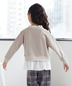 【10/11 1時59分までポイント5倍】【秋】トップス・チュニック 重ね着風フリルトレーナー(女の子 子供服 ジュニア服) ニッセン nissen