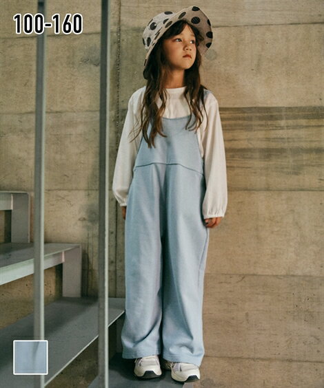 ボトムス 2点セット（裏起毛サロペット＋Tシャツ）（女の子　子供服・ジュニア服） ニッセン nissen キッズ 子ども こども 長袖 あったか キャミサロペット 100 110 120 130 140 150 160のサムネイル