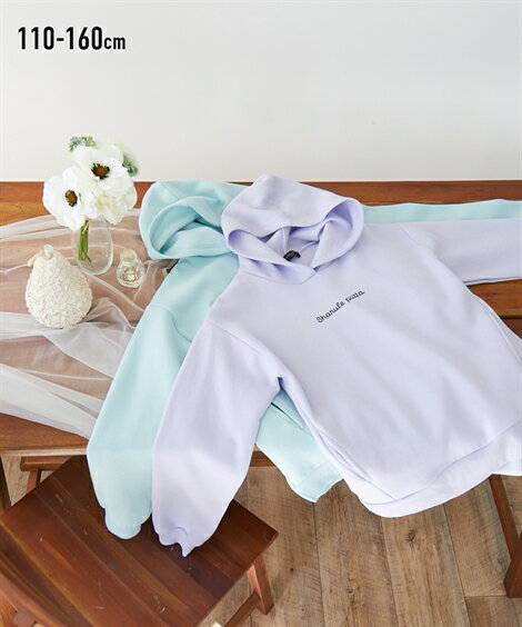 トップス・チュニック あったか裏起毛ビッグシルエットロゴプリントパーカー（女の子　子供服・ジュニア服） ニッセン nissen キッズ 子ども こども 長袖 110 120 130 140 150 160のサムネイル