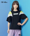 トップス・チュニック ビッグシルエット配色切替プリントTシャツ(女の子 子供服・ジュニア服) ニッセン nissen 130 140 150 160 夏服
