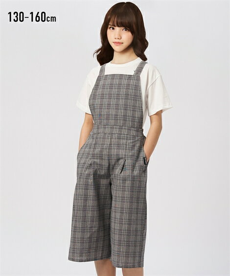 ボトムス 2点セット（チェック柄オールインワン＋Tシャツ）（女の子　子供服・ジュニア服） ニッセン nissen 130 140 150 160 夏服