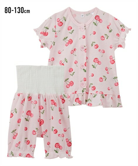 パジャマ 梨地天竺前開き腹巻付パジャマ ニッセン nissen 夏服 女の子 男の子 半袖