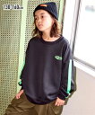 プリント トレーナー ビッグシルエット スウェット プルオーバー カットソー トップス 袖ライン 袖配色 男の子 女の子 ユニセックス 子供服 子ども こども キッズ ニッセン nissen 130 140 150 160 春 秋服 長袖