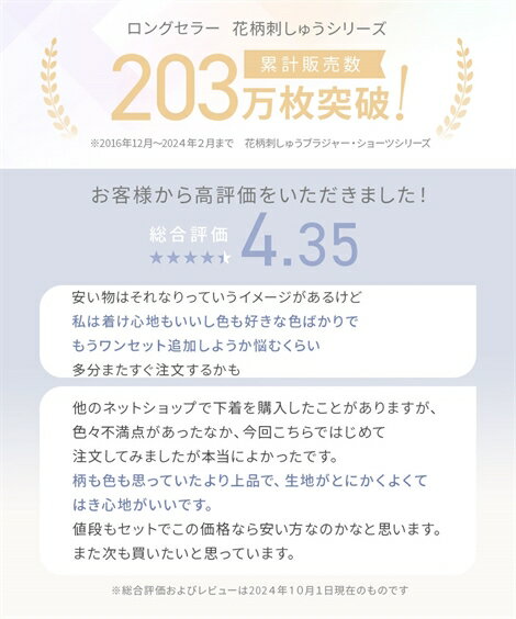 【送料無料】 ブラジャーショーツセット (E70/M-F80/LL) 花柄 刺しゅう ブラジャー ショーツ 4セット組 ニッセン nissen ブラセット ブラ 下着 福袋 まとめ買い プチプラ Eカップ Fカップ M L LL