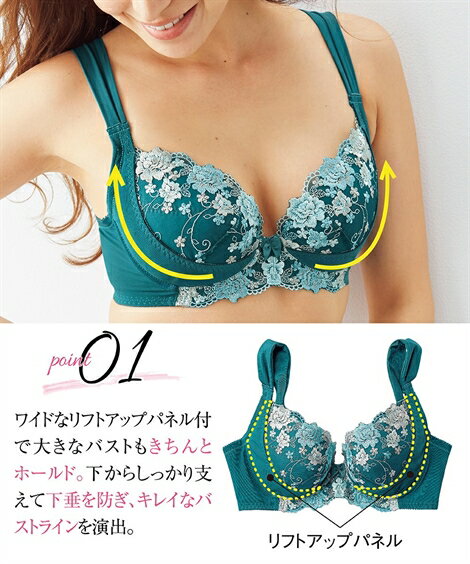 ブラジャー (G70-H80) グラマーさんのしっかり 持ち上げる リフトアップ ブラジャー 2枚組 ニッセン 脇高 3/4カップ 下垂防止 クリスマス