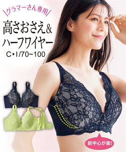 ブラジャー (G75-H80) グラマーサイズ きれいな 丸胸 になる ハーフワイヤー ブラジャー 脇高 ニッセン 女性 下着 レディース フルカップブラ 脇高 ブラ