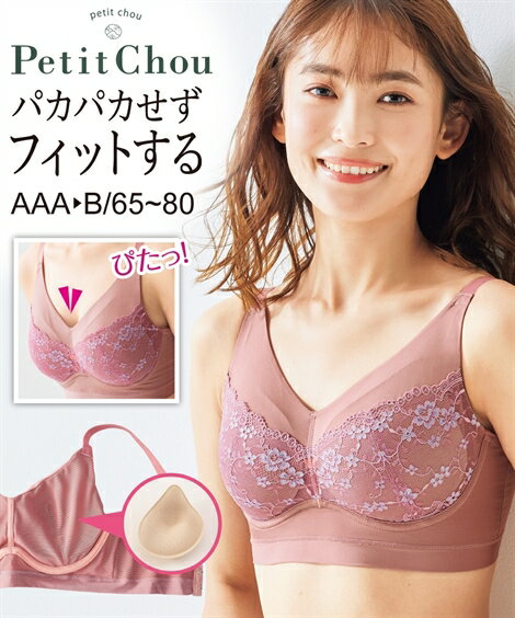 ブラジャー (AAA65-B75) プチ胸 サイズ フィットする フルカップブラ ( プティシュ ) ニッセン 女性 下着 レディース ブラジャー 小胸 ブラ モールドカップ