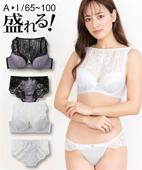 ブラジャー＆ショーツセット ニッセン 背中魅せ 総レースデザイン ブラジャーショーツセット 女性 下着 レディース ブラショーツセット セクシー 谷間隠し (A65/M-F75/L)