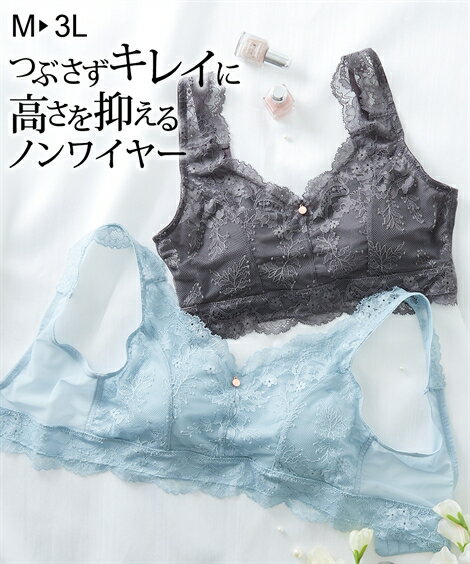 ブラジャー M L LL 3L ニッセン バストのボリューム抑える すっきりシルエット ノンワイヤー